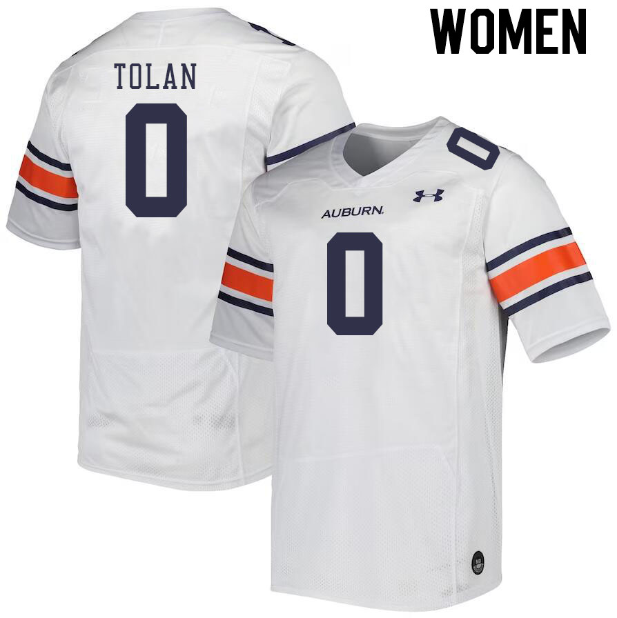 Women #0 DeMario Tolan Auburn Tigers College Football Jerseys Stitched-White